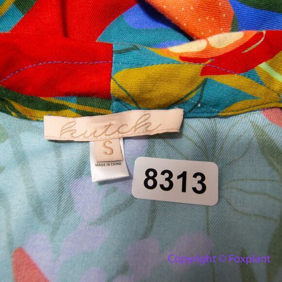 Hutch Rigby Tropical Floral Tie Waist Button Front Maxi Shirt Dress, size S - Picture 14 of 16